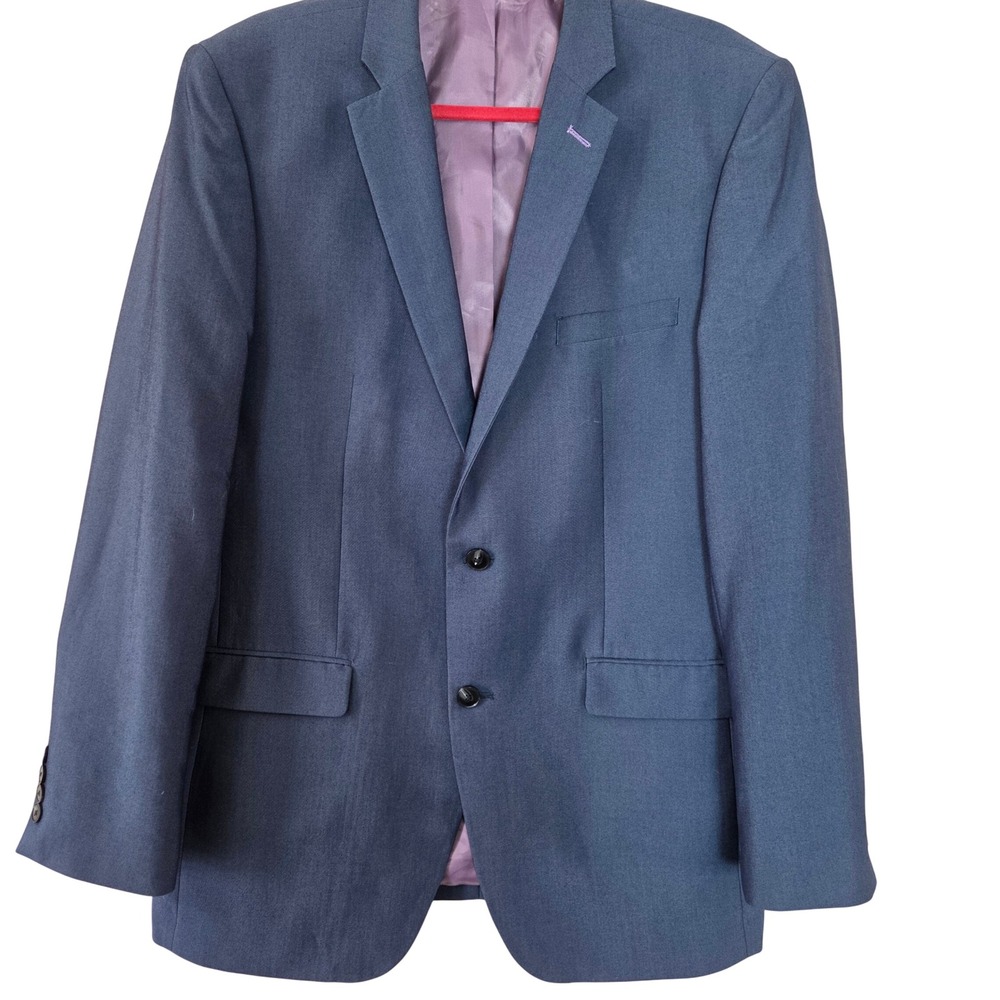 Perry Ellis Portfolio Slim Fit Blazer Men's 42L Blue 2 Button Sport Coat